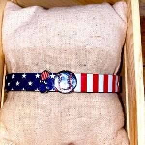 American flag band with two charms